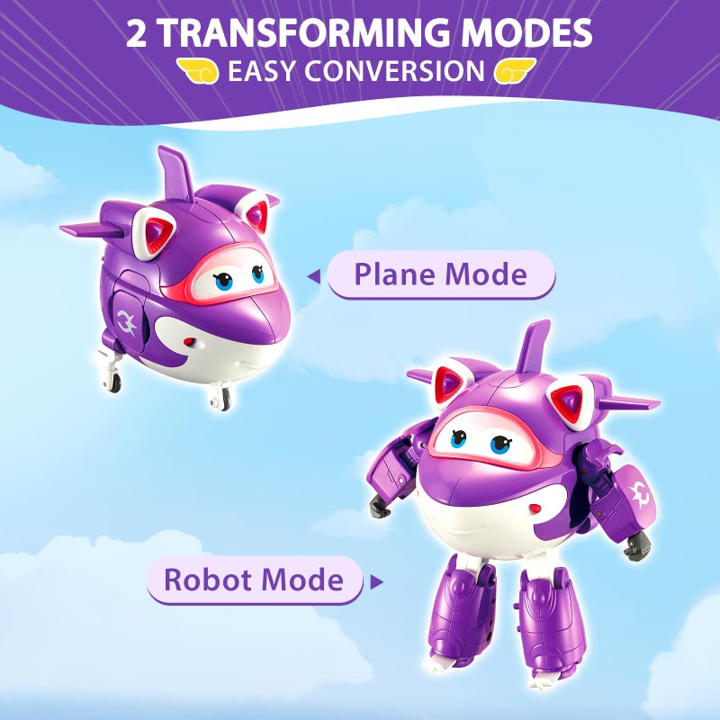 Super Wings Transformable Plane Toys, 5 Crystal Airplane Figures, 2 in 1 Rescue Bots Action Figures for 3-7 Year Olds - Image 2