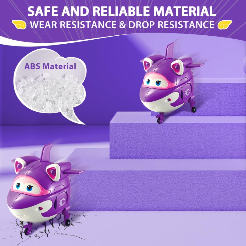 Super Wings Transformable Plane Toys, 5 Crystal Airplane Figures, 2 in 1 Rescue Bots Action Figures for 3-7 Year Olds - Image 4