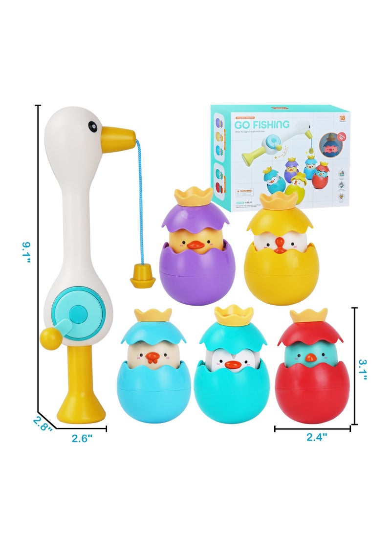 Generic - Toddler Bath Toy Set (6 Pack) - Fun Floating Fishing Game with Squirting Egret Bird, Water Scoop, and Stacking Cups - Safe and Mold-Free for Infants and Kids Ages 1-3 (Boys & Girls) - Image 1