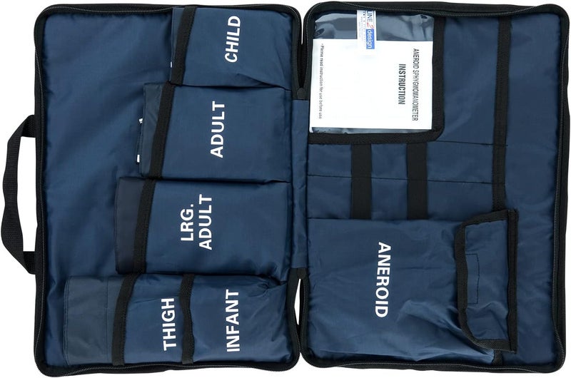LINE2design Blood Pressure Aneroid Kit System  EMS Emergency Portable Travel Size First Aid Large AdultChild Manual BP Universal Cuffs Kit5 with 5 Different Sized Durable Cuffs Trauma Kits - Image 5