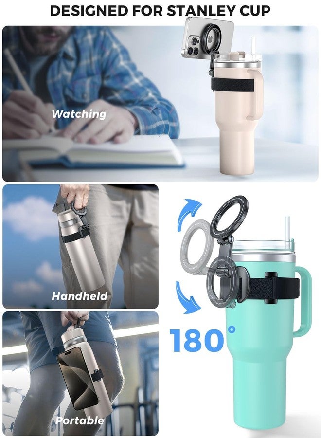 eSamcore for Stanley Cup Magnetic Phone Holder for Magsafe, Foldable Water Bottle Accessories Cellphone Stand Fit for iPhone, Universal Mount for Stanley 20/30/ 40 oz, Yeti Tumbler, Gym, Stroller - Image 2
