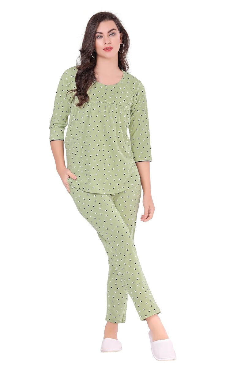 AV2 Store AV2 Women Cotton Feeding Top & Pyjama Nighsuit Set -2833 - Image 2