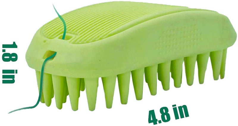 ZOOPOLR Pet Silicone Shampoo Brush for Long & Short Hair Medium Large Pets Dogs Cats,Shower Wash Curry Brush,Dog hair Products Accessories Dog Back Massage for Long & Short Hair Small Large Pets Dogs(Green) - Image 2