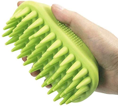 ZOOPOLR Pet Silicone Shampoo Brush for Long & Short Hair Medium Large Pets Dogs Cats,Shower Wash Curry Brush,Dog hair Products Accessories Dog Back Massage for Long & Short Hair Small Large Pets Dogs(Green) - Image 1