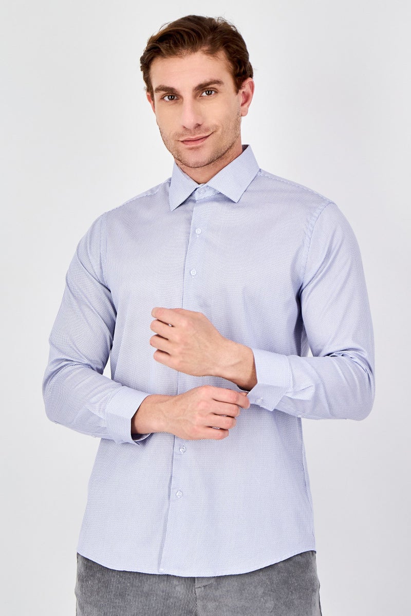 Chaps Men Regular Fit Geographic Print Long Sleeve Dress Shirt, Multicolor - Image 1