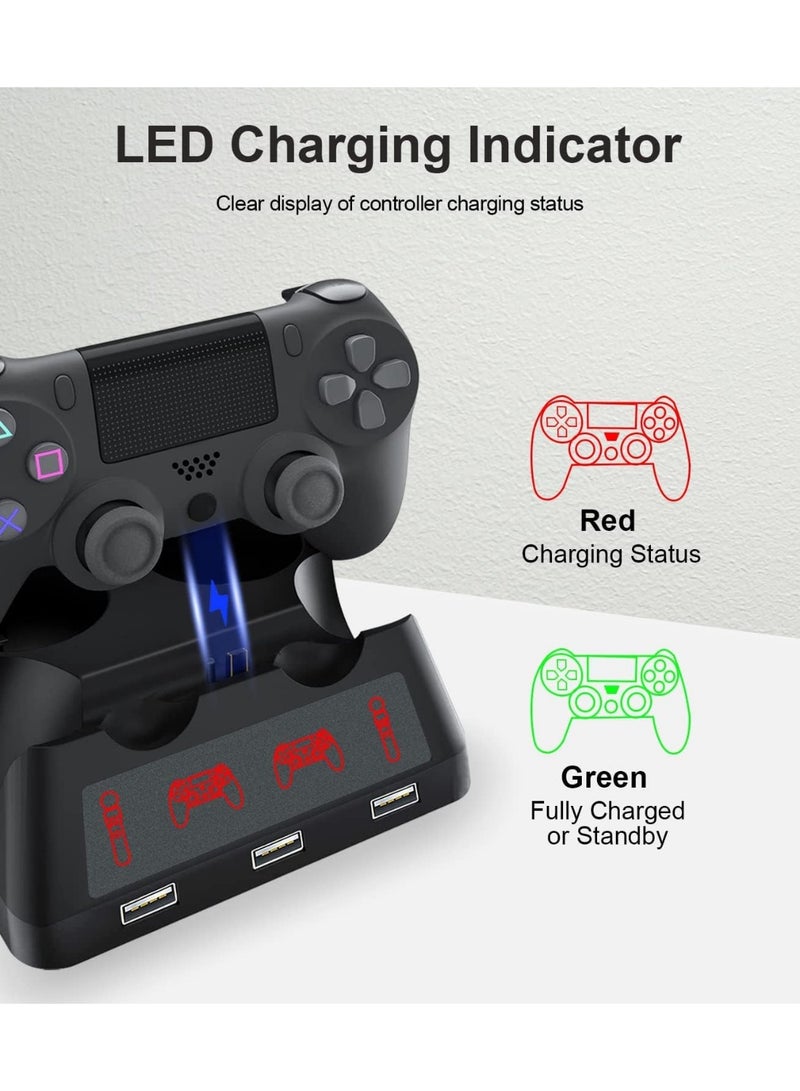 iplay Controller Charging Dock Station Fit for PS4, 4 in 1 PS Controller Charger Station, Fast Controller Charger with LED Indicator Compatible with PS4/Slim/PS4 Pro/PS VR Charging Dock(1 Pack) - Image 4