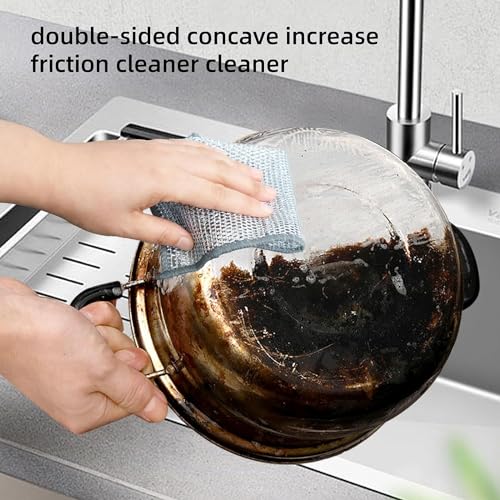 VOOY 20 Pack Non-Scratch Wire Dishcloth & 1 Gaps Cleaning Brush, Multipurpose Wire Dishwashing Rags for Wet and Dry, Easy Rinsing, Reusable, Wire Cleaning Cloth for Kitchen, Sinks, Pots (Silver, 20) - Image 3