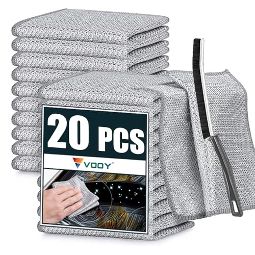 VOOY 20 Pack Non-Scratch Wire Dishcloth & 1 Gaps Cleaning Brush, Multipurpose Wire Dishwashing Rags for Wet and Dry, Easy Rinsing, Reusable, Wire Cleaning Cloth for Kitchen, Sinks, Pots (Silver, 20) - Image 1