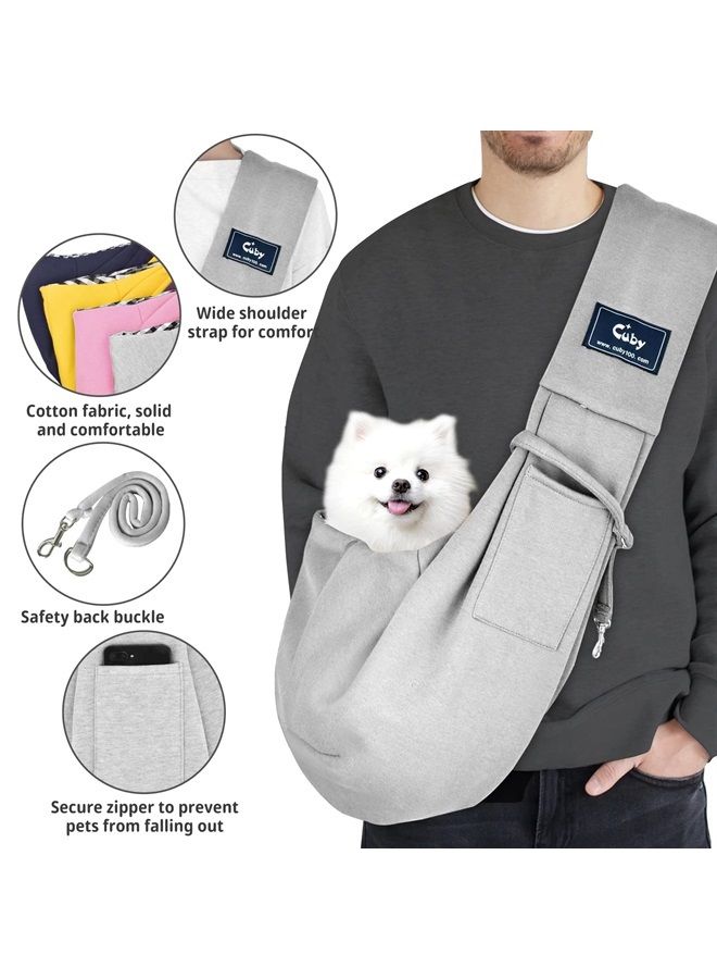 CUBY Dog and Cat Sling Carrier – Hands Free Reversible Pet Papoose Bag - Soft Pouch and Tote Design – Suitable for Puppy, Small Dogs, and Cats for Outdoor Travel (Classic Grey) 