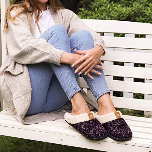 ULTRAIDEAS Women's Indoor Bedroom Slipper with Memory Foam, Gift for Women, Wool-Like House Shoe with Anti-Skid Rubber Sole for Ladies (5-6, Violet) - Image 3