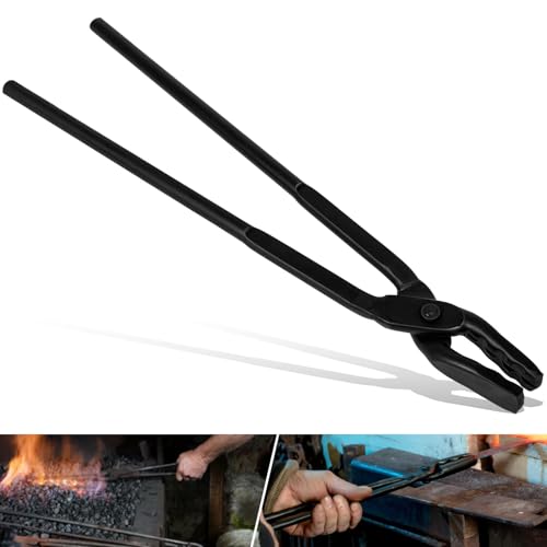 Deargooday Beginner Blacksmith Starter Assembled Bladesmith Knife Making Tongs Anvil Vise Forge Wolf Jaw Tongs (17 in) - Image 1