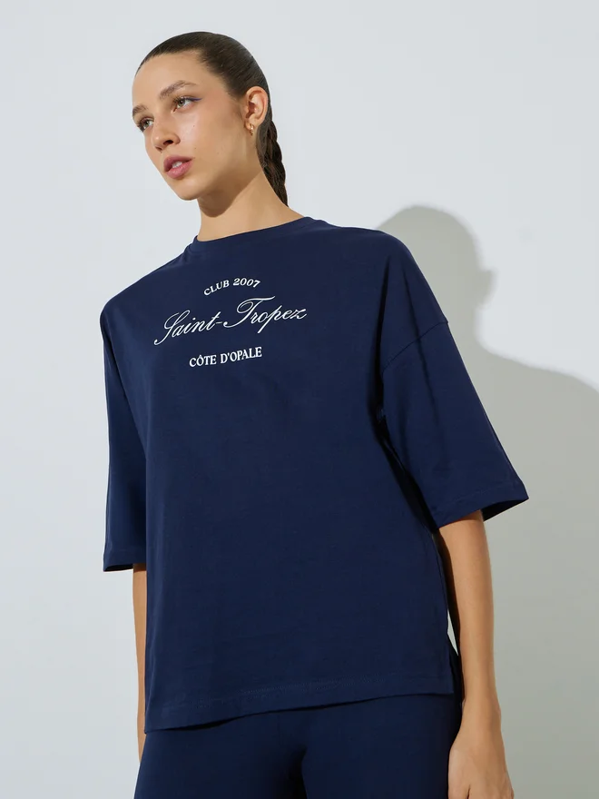 Styli Styli Slogan Print Oversized T-Shirt and Leggings Co-Ords