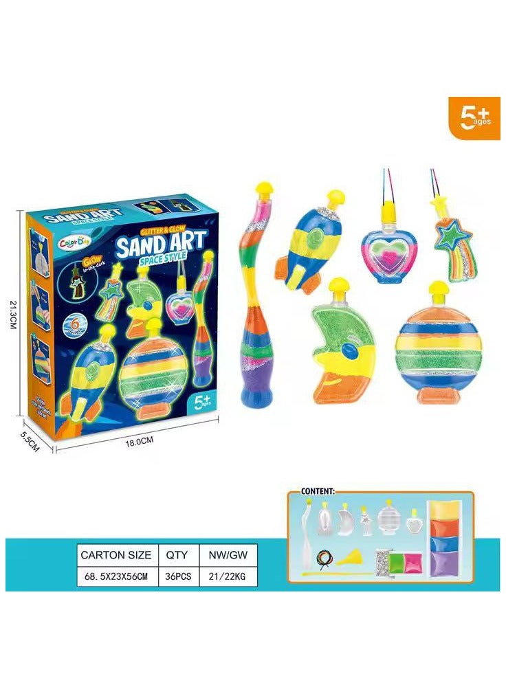 Sand Painting Magic Sand Kit for Kids Sand Art Activities with 6 Bottles and 7 Bags of Colored Sand with Glow in the Dark Sand Create Your Own Sand Art Arts & Crafts Gifts for Boys and Girls
