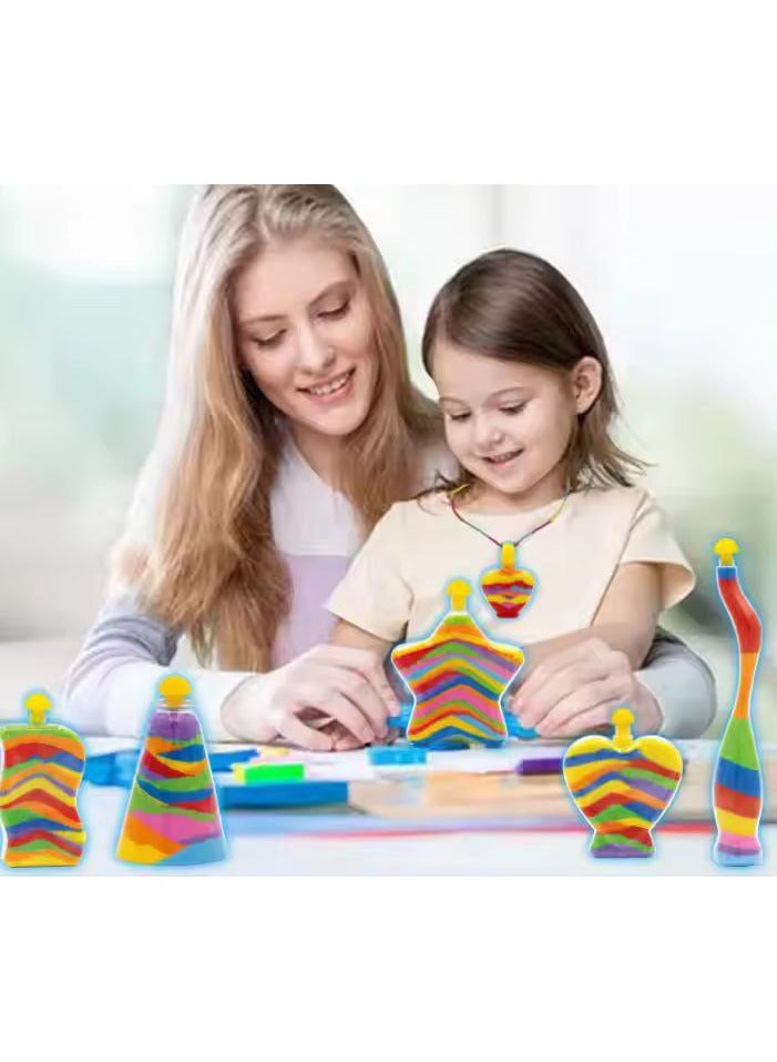 Sand Painting Magic Sand Kit for Kids Sand Art Activities with 6 Bottles and 7 Bags of Colored Sand with Glow in the Dark Sand Create Your Own Sand Art Arts & Crafts Gifts for Boys and Girls