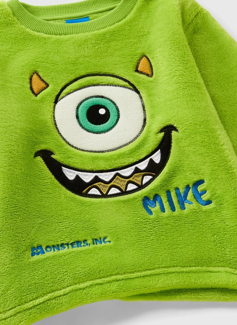 Matalan Monsters Inc Boys Green Mike Fleece Pyjama Set