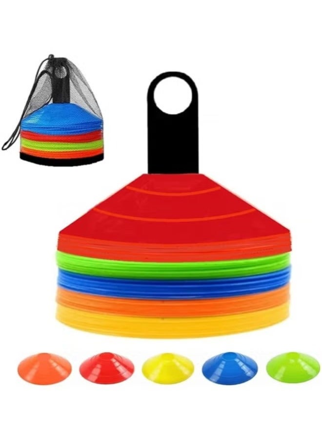 Dreamzon Football Cones Agility Training Cone Set for Football Basketball Durable PE Material Cone Markers for Sports Field Dorsa Agility Training Cones Mixed Colors - Image 1