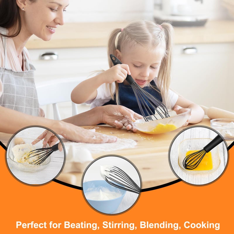 HOTEC 4 Pieces Silicone Whisks Set, Wire Balloon Whisks Egg Beater, Non-slip Handle Whisk for Non-stick Cookware Perfect for Cooking, Stirring, Beating and Blending (Multicolor) - Image 4