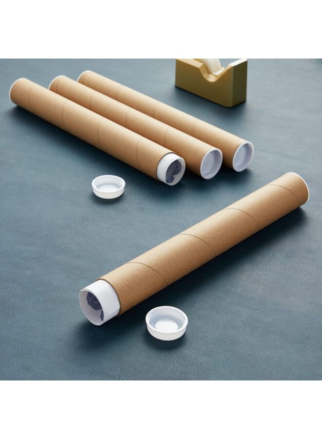 12pcs Kraft Paper Shipping Tubes - Double-Walled Cardboard Poster Mailing Tubes with End Caps for Secure Document, Artwork Photo Storage and Mailing - Image 5