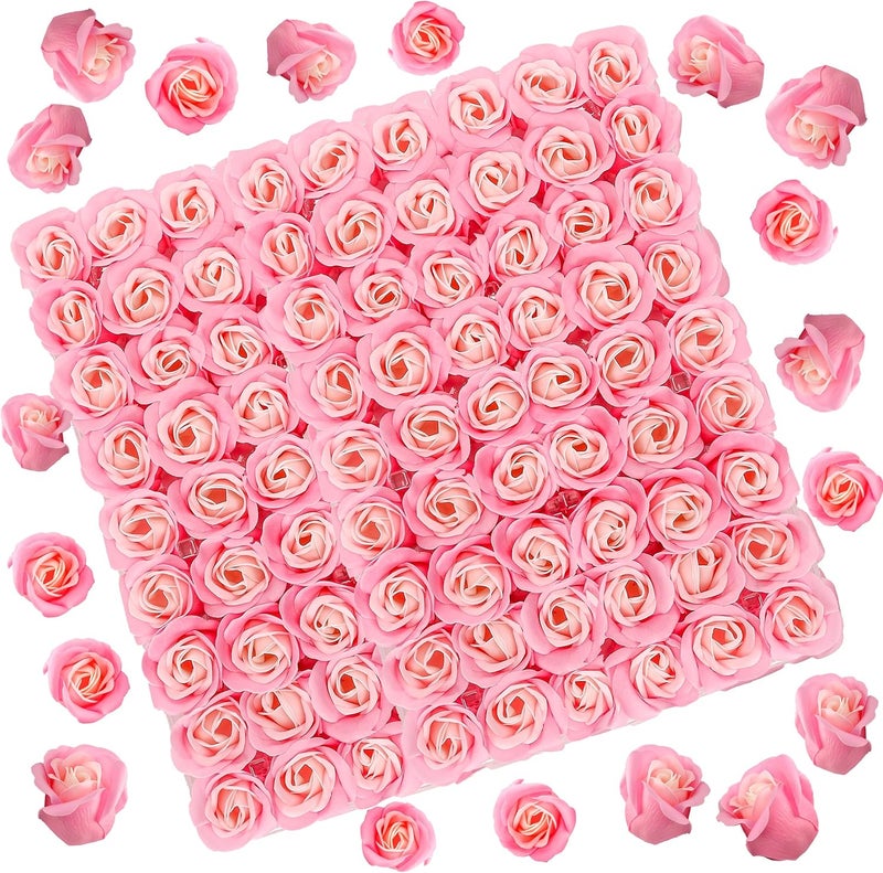 Marsrut 81PCS Soap Flower Roses Rosas Floral Shaped Scented Bath Body Shower Petals Bouquet Flores De Jabon for Her Valentines Day Wedding Birthday Mothers Day Anniversary Party Favors Gifts Idea Pink 