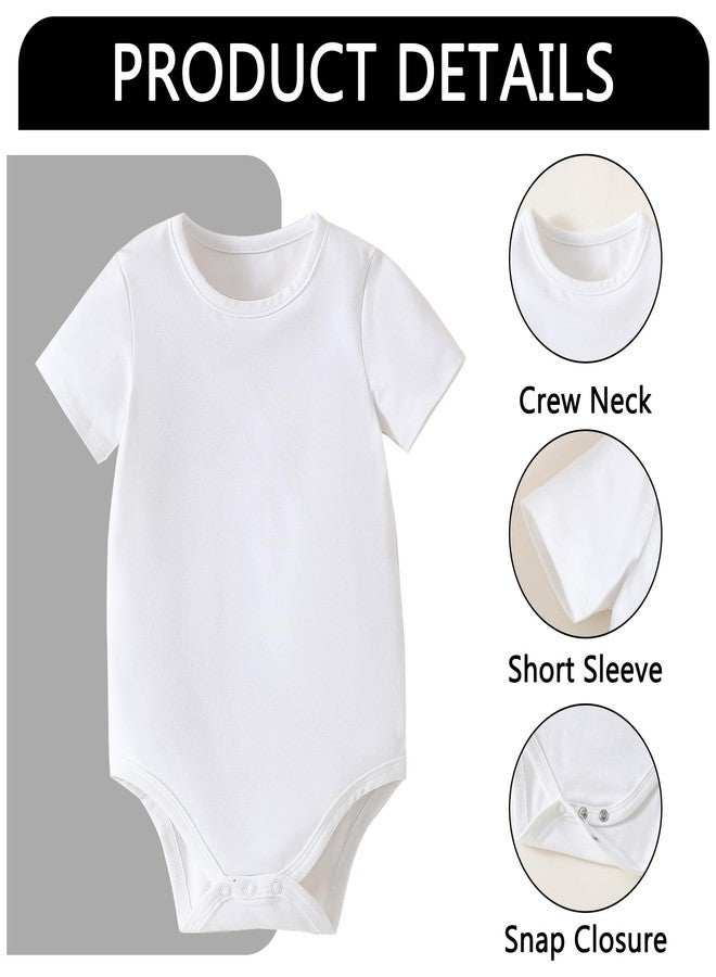 ROMPERINBOX Baby Girl Short Sleeve Onsies 12-18 Months, 3 Pack Multi Colors Baby Bodysuit, Knitted Solid, Crew Neck (White, 12-18M) - Image 2
