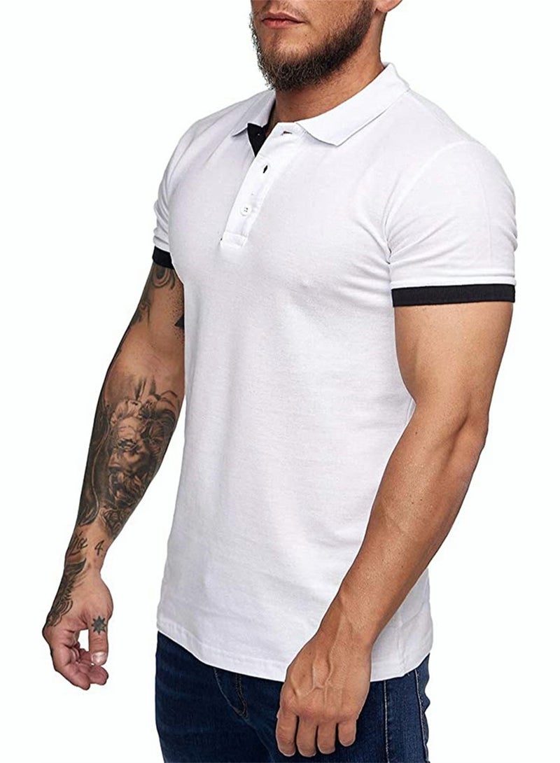 RIOXS Men's Short Sleeve Shirt, Slim-fit Button-Up Tops, Casual Polo Shirt for Men, Comfy Breathable T-shirt for Travel, Work and Daily Wear, Ideal Gift for Grandfather, Dad, Boyfrind or Husband  - Image 3