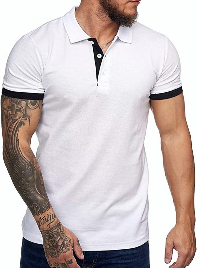RIOXS Men's Short Sleeve Shirt, Slim-fit Button-Up Tops, Casual Polo Shirt for Men, Comfy Breathable T-shirt for Travel, Work and Daily Wear, Ideal Gift for Grandfather, Dad, Boyfrind or Husband  - Image 5