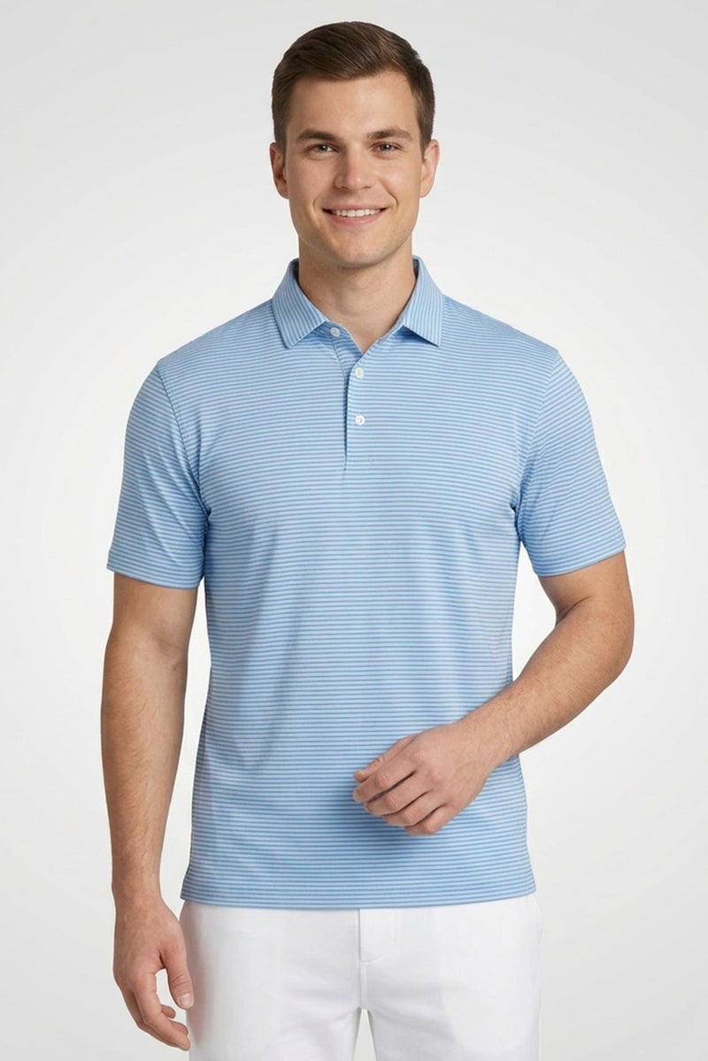 Greg Norman Men Sportswear Fit Short Sleeve Outdoor Polo Shirt, Light Blue - Image 1