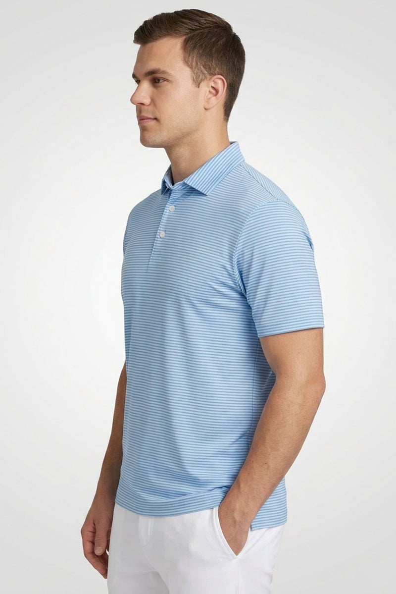 Greg Norman Men Sportswear Fit Short Sleeve Outdoor Polo Shirt, Light Blue - Image 3