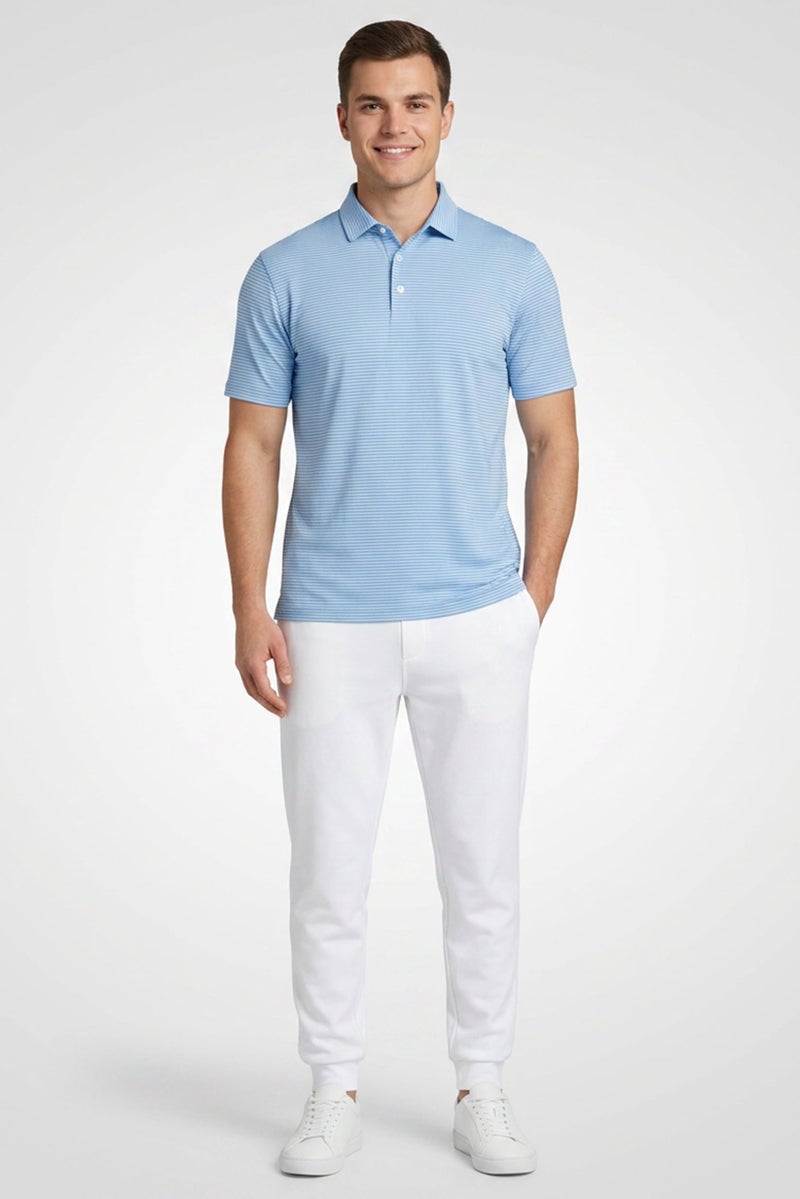 Greg Norman Men Sportswear Fit Short Sleeve Outdoor Polo Shirt, Light Blue - Image 2