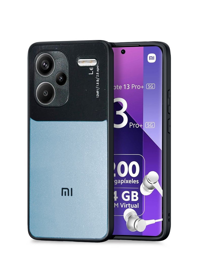 Wtech Liquid Silicone With Raised Cemera Lips Case Cover For Xiaomi Redmi Note 13 Pro+ / Redmi Note 13 Pro Plus 5G 2023 Black/Sky Blue  - Image 1