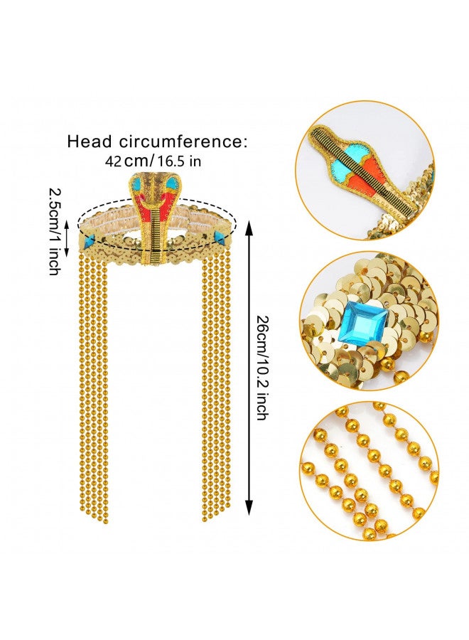 SUMERSHA 5 قطع ملحقات زي مصري إكسسوارات نسائية رأس ثعبان مزينة بالخرز طوق حزام وأساور زي هالوين كوسبلاي - Image 1
