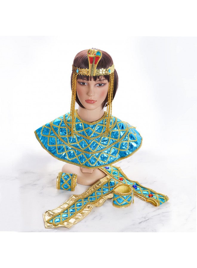 SUMERSHA 5 قطع ملحقات زي مصري إكسسوارات نسائية رأس ثعبان مزينة بالخرز طوق حزام وأساور زي هالوين كوسبلاي - Image 4