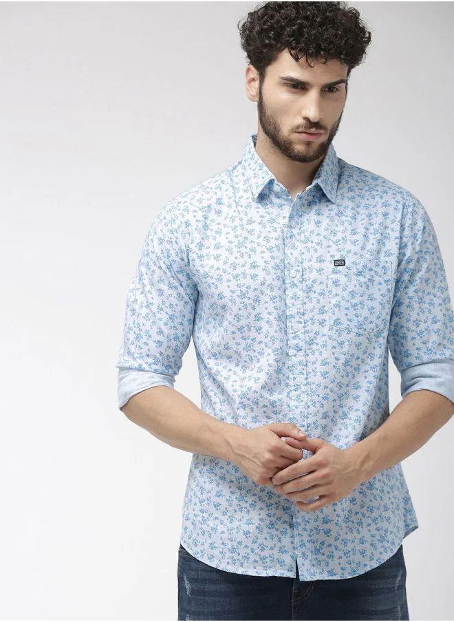 شركة المرآب الهندية Men Slim Fit Abstract Printed Full Sleeves Spread Collar Casual Shirt