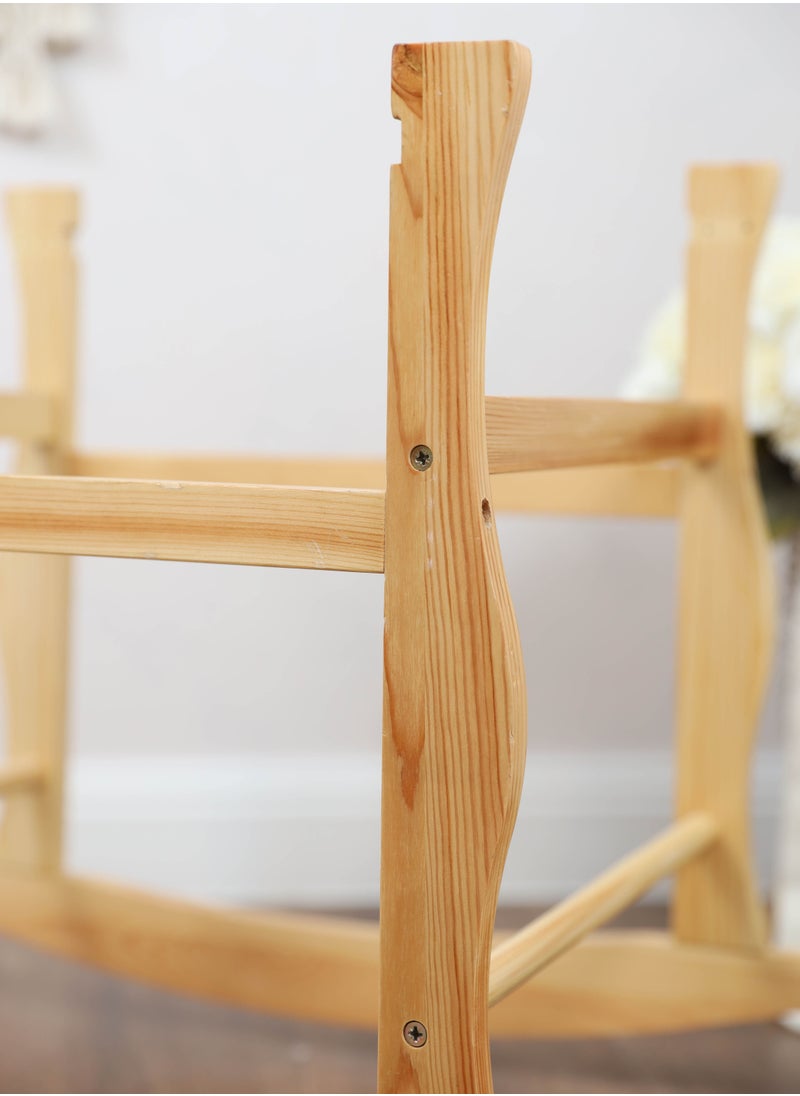 FUN MOMENT - Baby cradle Moses basket for babies with mosquito net with wooden holder with wheels - Image 1