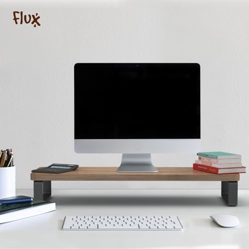 flux Monitor Stand Wooden | Monitor Stand Riser | PC Stand For Desktop Table | , Non Slip, Material: Particle Board & Metal (Walnut brown) [DO IT YOURSELF (DIY)] - Image 2