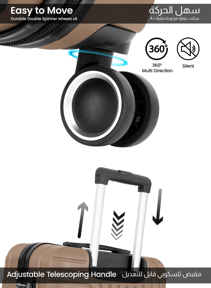 بارا جون حقيبة أمتعة أورورا واسطة الحجم (24  بوصة) مصنوعة من مادة ABS الصلبة مزودة بأربع عجلات دوارة وقفل - Image 3