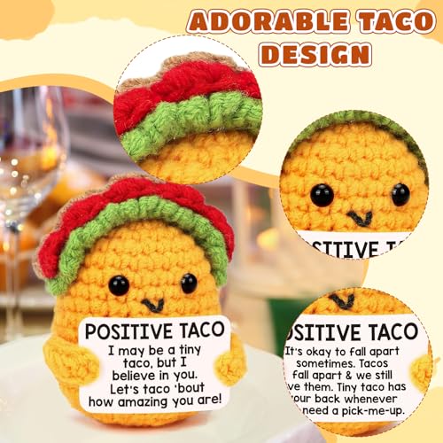 CoolShef Positive Crochet Taco | Handmade Crochet Toys for Inspirational Relaxation for Women, Students, Coworkers | Perfect Cheer Up Home & Office Companion - Image 3
