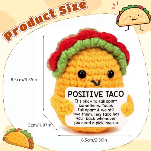 CoolShef Positive Crochet Taco | Handmade Crochet Toys for Inspirational Relaxation for Women, Students, Coworkers | Perfect Cheer Up Home & Office Companion - Image 2