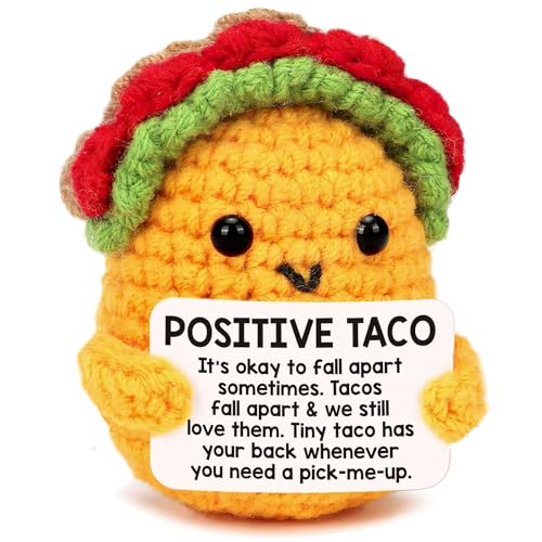 CoolShef Positive Crochet Taco | Handmade Crochet Toys for Inspirational Relaxation for Women, Students, Coworkers | Perfect Cheer Up Home & Office Companion - Image 1