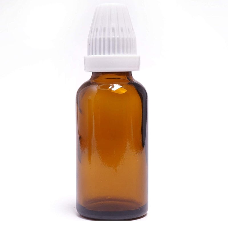 HOMEOTRADE homeotrade 10ml Round Empty Glass Bottle Euro Dropper White Conical Tamper Proof Cap Refillable Reusable Leak Proof Amber Pack of 6  - Image 1