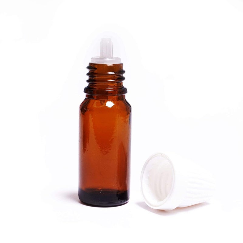 HOMEOTRADE homeotrade 10ml Round Empty Glass Bottle Euro Dropper White Conical Tamper Proof Cap Refillable Reusable Leak Proof Amber Pack of 6  - Image 3