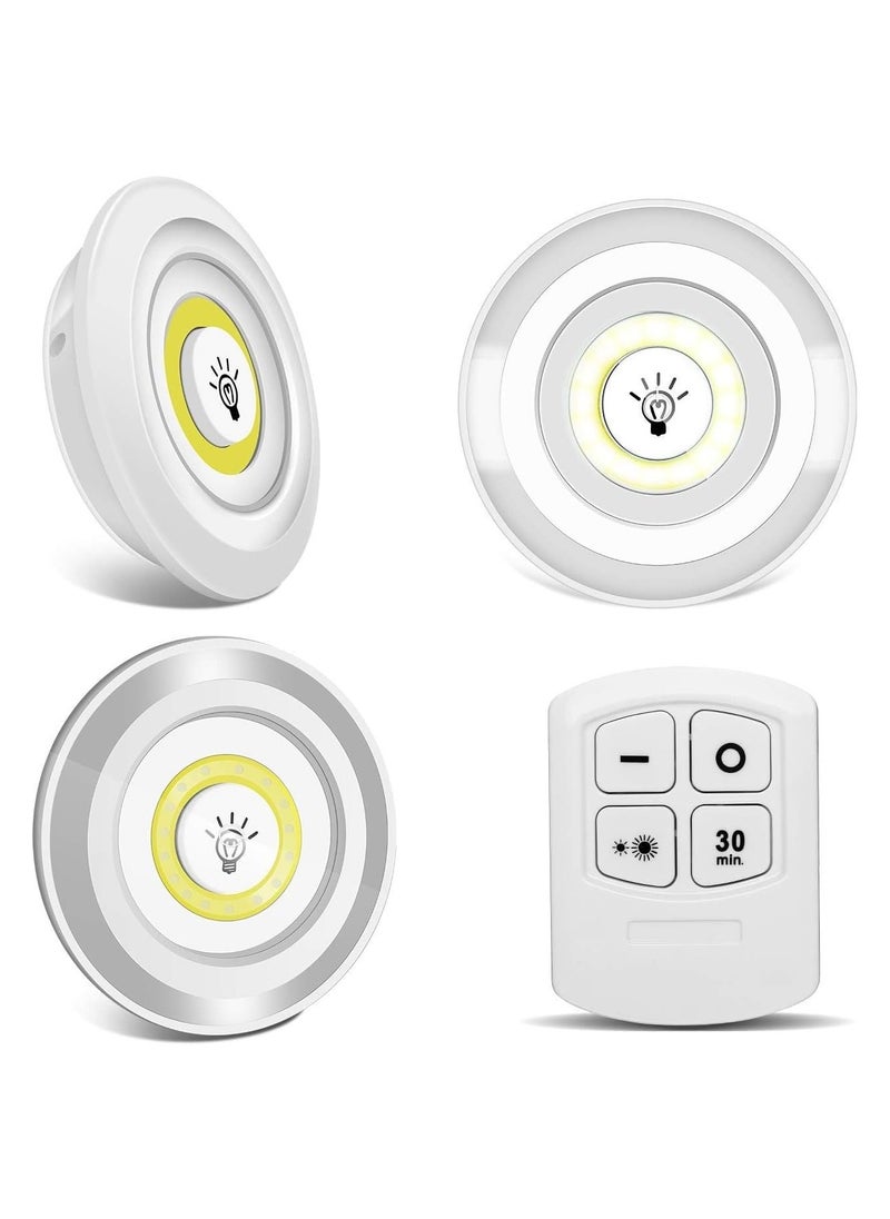 3PCS LED Lights with Remote Control, Under Cabinet Light Wireless Smart LED Night Lamp for Kitchen Wardrobe Cupboard Stair Corridor Flush Mount Ceiling Lamp Flush Mount Ceiling Lamp