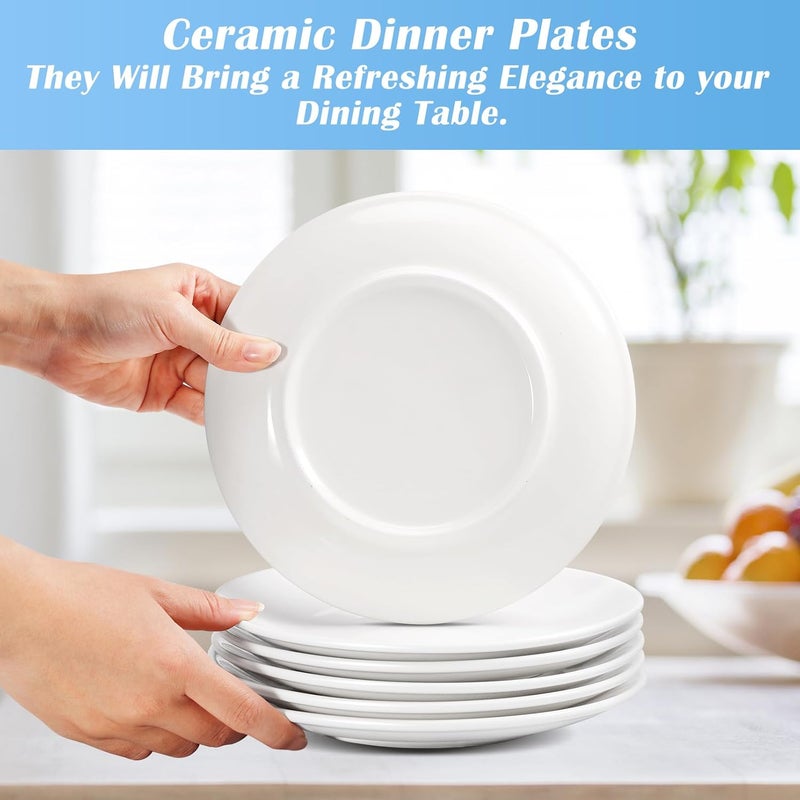 Bgtecho 8Pcs White Dinner Plates10 inch Porcelain Salad Plates Serving DishesCeramic Dessert Salad Plate SetPorcelain Dinner PlatesMicrowave  Dishwasher SafeSize 10 Inch  Color PureWhite - Image 5