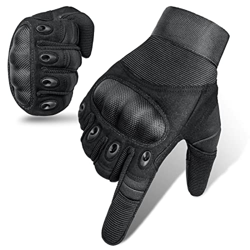 Cierto Motorcycle Gloves for Men and Women, Full Finger Touch Screen Riding Gloves with Breathable Hard Knuckle & Adjustable Wrist for BMX ATV MTB Riding, Cycling, Motocross,Road Racing - Black M - Image 2