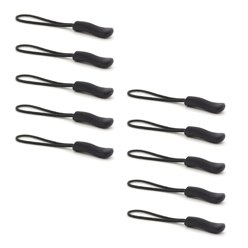 OXT Zipper Pulls, 10PCS Black Upgraded Zipper Pull, Premium Zipper Pull Replacement Zipper Tab Tags Cord Extension Fixer for Luggage, Backpacks, Jackets, Purses, Handbags - Image 1