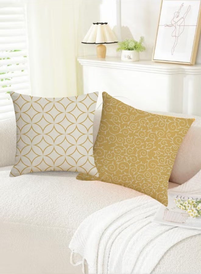 مجموعة من 4 أغطية وسائد، غطاء وسادة مزخرف، غطاء وسادة من الكتان بنمط هندسي شمالي مطبوع عليه صورة أريكة أو سرير أو غرفة معيشة، أغطية وسائد 18 × 18 بوصة (نمط مزدوج الجوانب) - Image 5