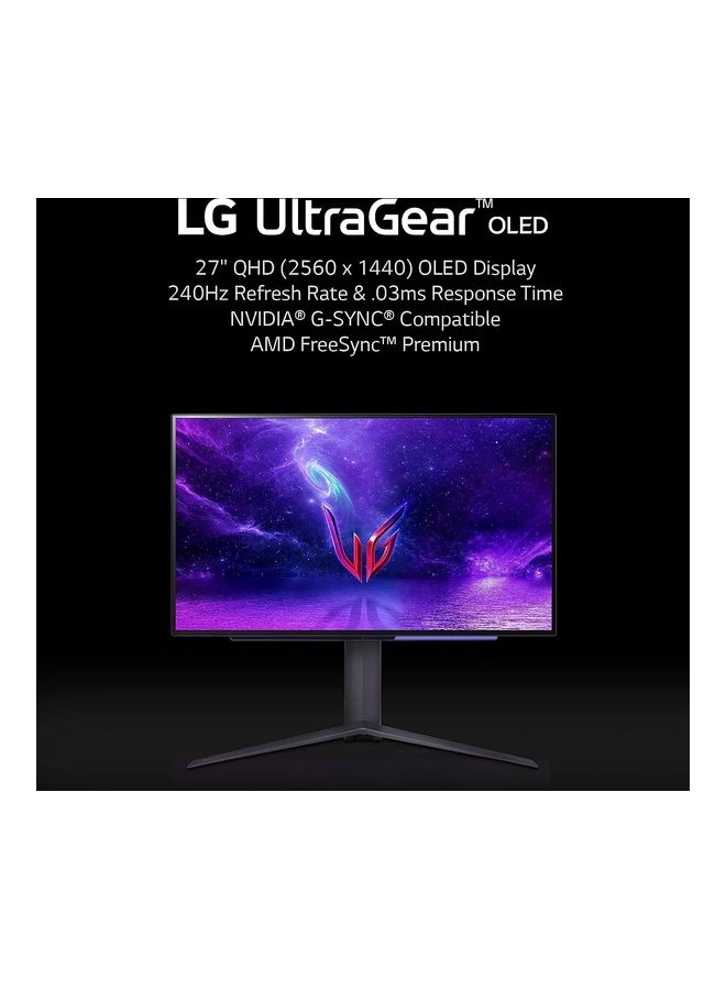 LG 27-Inch Ultragear OLED QHD Gaming Monitor with 240Hz .03ms GtG & nVIDIA G-SYNC Compatible, (27GR95QE-B.AUS) ‎Black - Image 2
