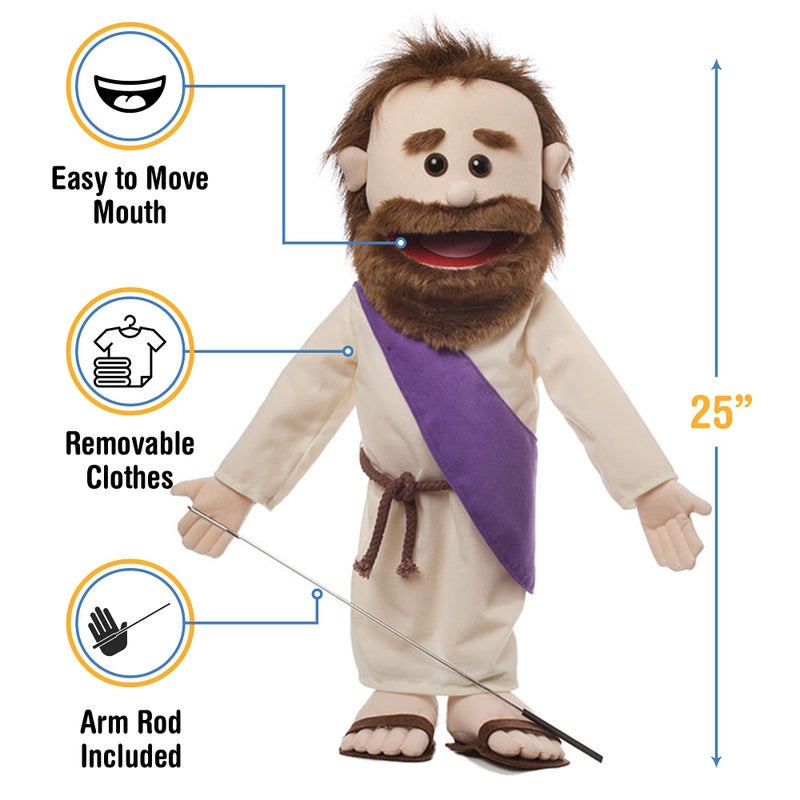 Silly Puppets 25"" Jesus w/Rope Belt  Full Body Bible Character  Christian Ministry Puppet  - Image 3