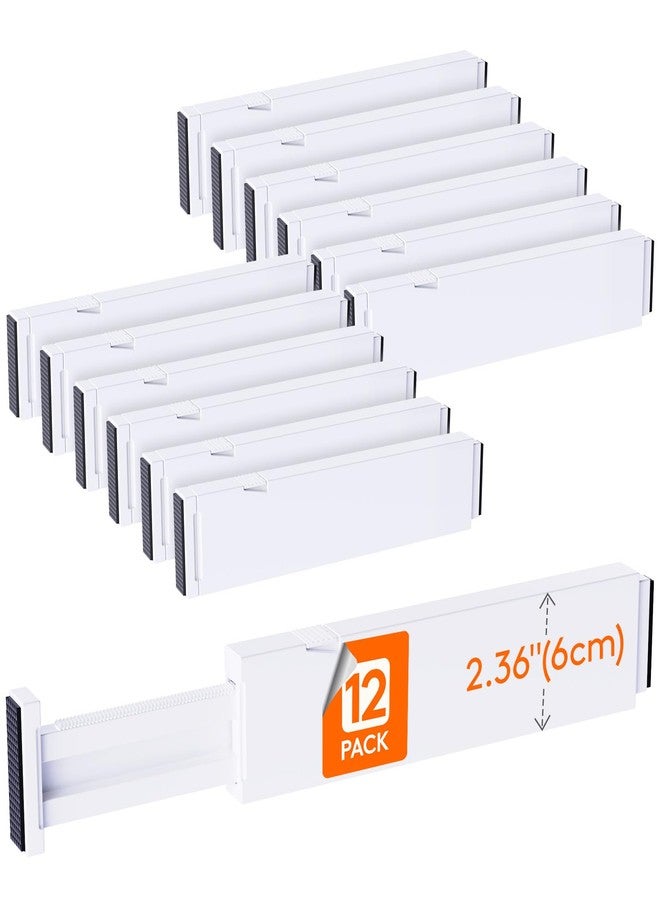 Lifewit 12 Pack Kitchen Drawer Dividers 2.36" High, 11"-17" Adjustable Drawer Organizer for Utensils/Clothes/Makeup, Plastic Expandable Separators in Dresser/Bedroom/Bathroom/Office Storage - Image 1