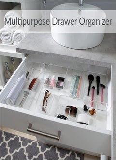 Simplify Simplify Medium Multi-Purpose Drawer Organizer | Desk | Office Supplies | Storage | Bathroom | Cosmetics | Accessories | Organization | Transparent | Super Clear  - Image 4